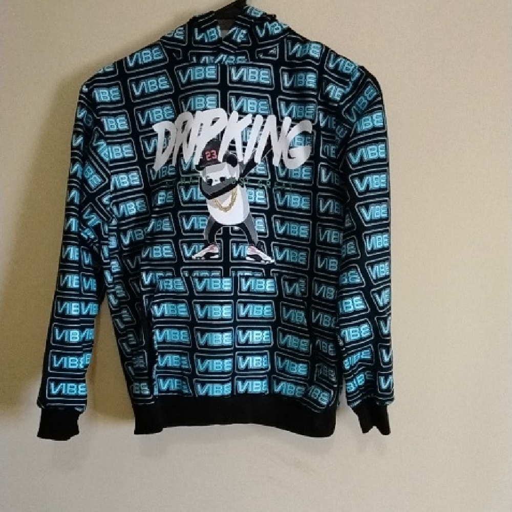 Vibe Kids' Black and Blue Graphic Hoodie